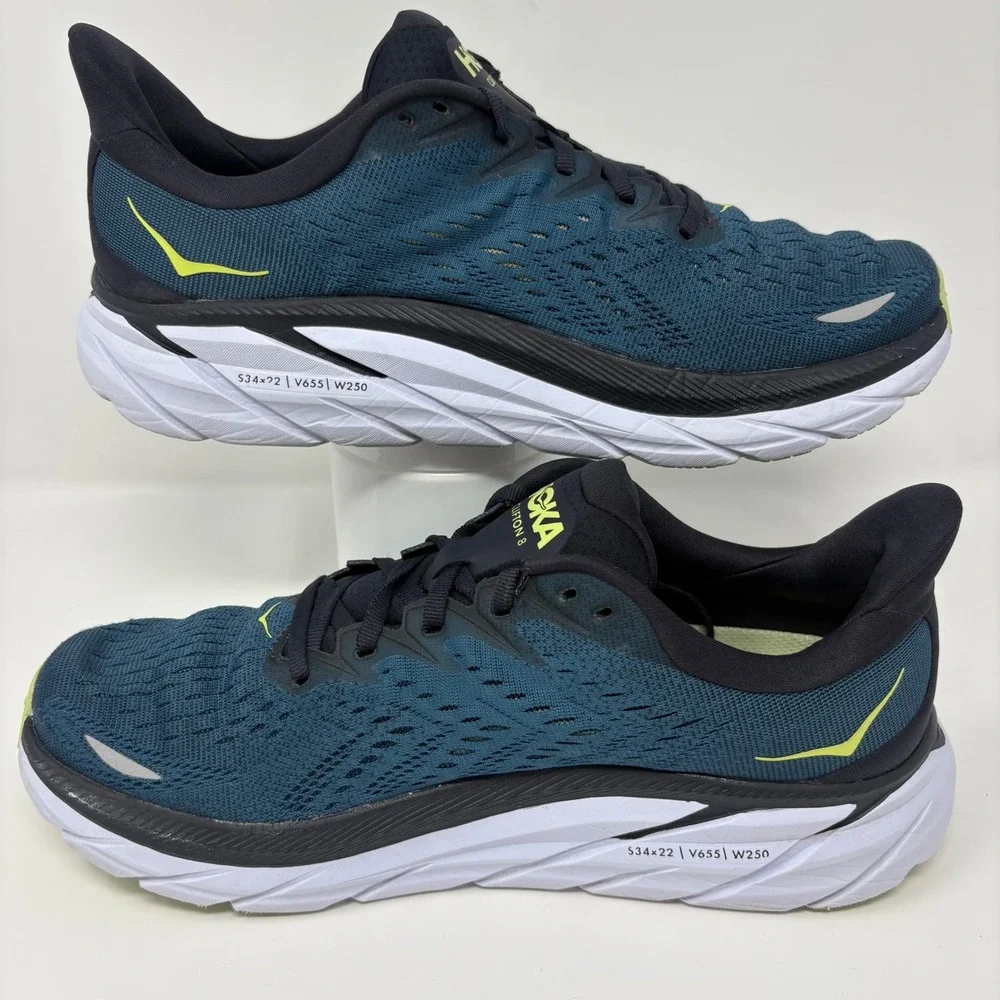 Hoka Clifton 8 Mens Size 10 Blue Green Athletic Running Shoes Sneakers